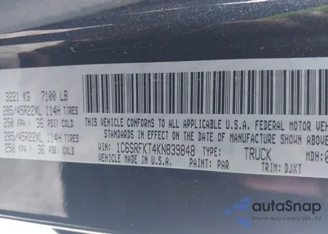 2019 Ram 1500 Longhorn 4X4 5'7 Box from USA, damaged, VIN 1C6SRFKT4KN839848